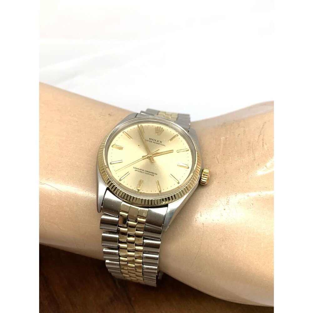 Rolex Oyster Perpetual Men's Watch 1005 Swiss Automatic Vintage 1969 2-Tone 34mm - Picture 5 of 13